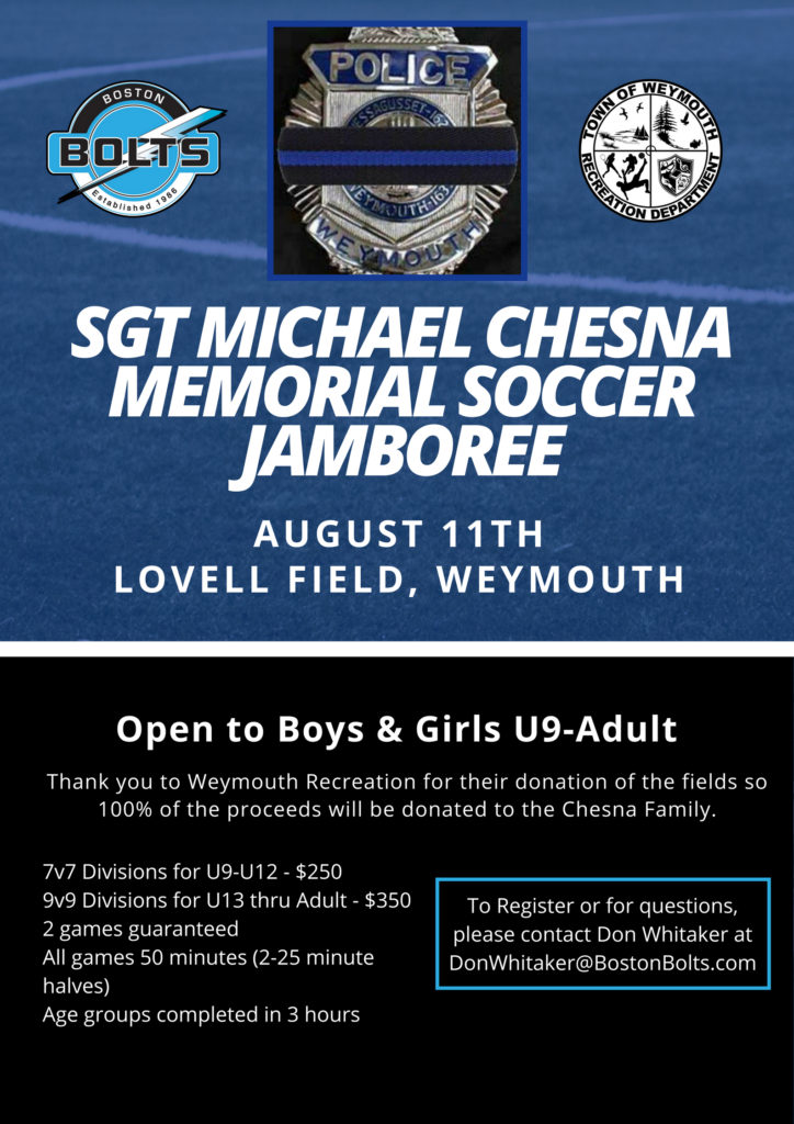 Sergeant Michael Chesna Memorial Soccer Jamboree Weymouth 400